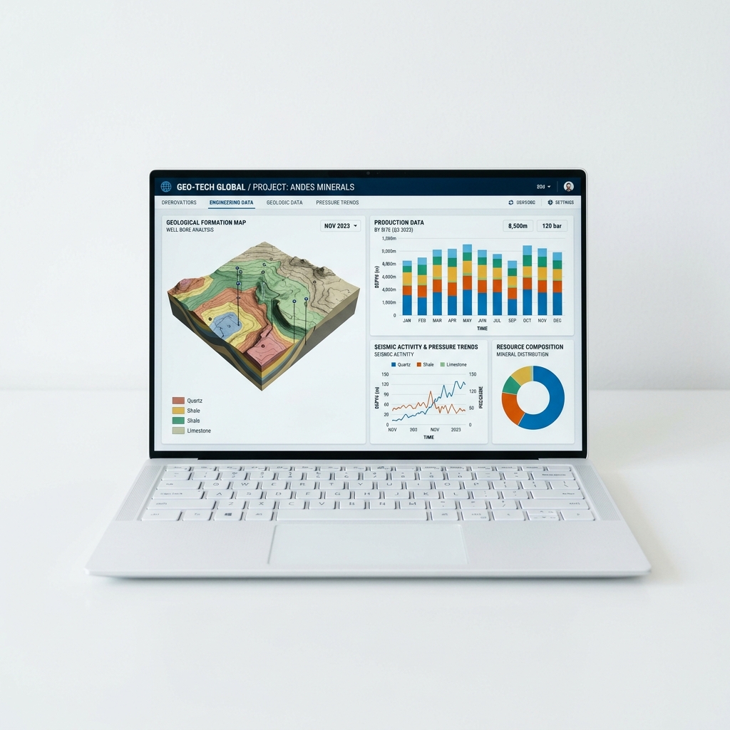 Professional engineering dashboard on a laptop